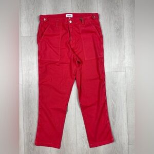 New Pistola Erin High Rise Utility Crop Straight Leg Pants Size 32 Red Solid